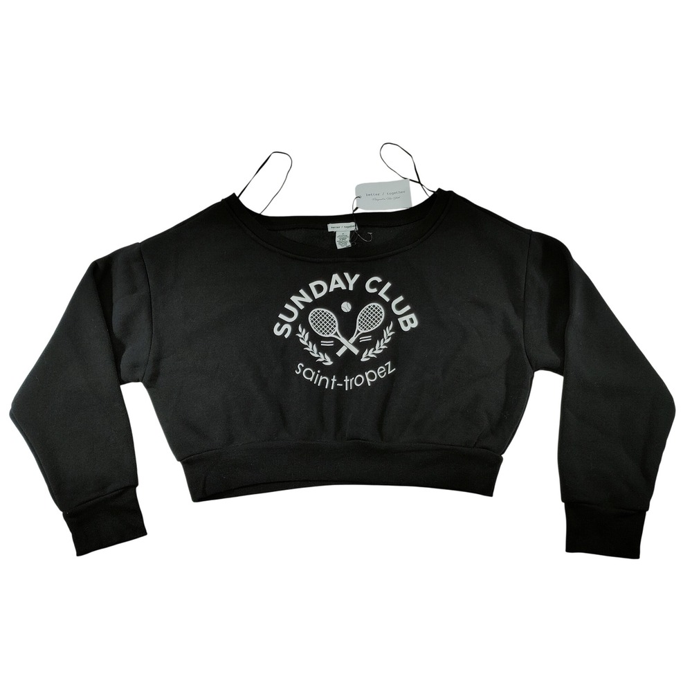Better‎ Together Sunday Club St. Tropez Cropped Sweatshirt Black Size M